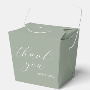 Sage Green Kalligrafie elegante Hochzeitsfavoriten Geschenkschachtel