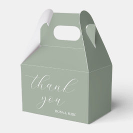 Sage Green Kalligrafie elegante Hochzeitsfavoriten Geschenkschachtel