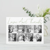 Sage Green Kalligrafy Hochzeit Danke Foto (Stehend Vorderseite)