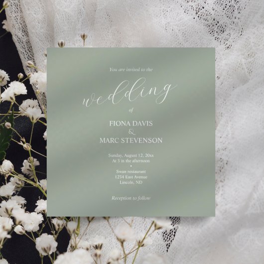 Sage Green Kalligrafy Hochzeitseinladung