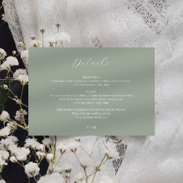 Sage Green Kalligrafy Hochzeitskarte Begleitkarte
