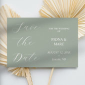 Sage Green Kalligraphie elegant Save the Date Kart