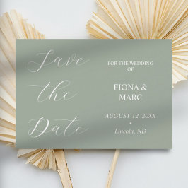 Sage Green Kalligraphie elegant Save the Date Kart