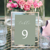 Sage Green Kalligraphie elegante Tischnummer