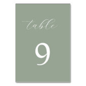 Sage Green Kalligraphie elegante Tischnummer (Vorderseite)