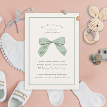 Sage Green Kariert Bow Elegant Baby Shower