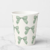 Sage Green Kariert Bow Elegant Boy Baby Showroom Pappbecher (Rückseite)