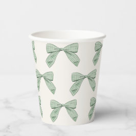 Sage Green Kariert Bow Elegant Boy Baby Showroom Pappbecher