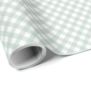 Sage green karierte Pastell Gingham Karos Geschenkpapier