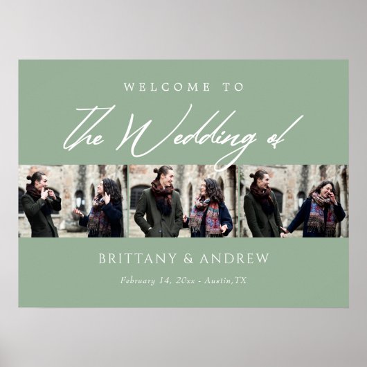 Sage Green Keepake: Personalisierte Hochzeit Willk Poster (Vorne)