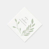 Sage Green Künstlerisch Blätter Namen Datum Hochze Serviette (Ecke)