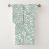 Sage Green Lace Design BADEZIMMER TOWEL SET (Insitu)