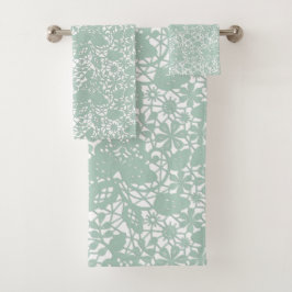 Sage Green Lace Design BADEZIMMER TOWEL SET