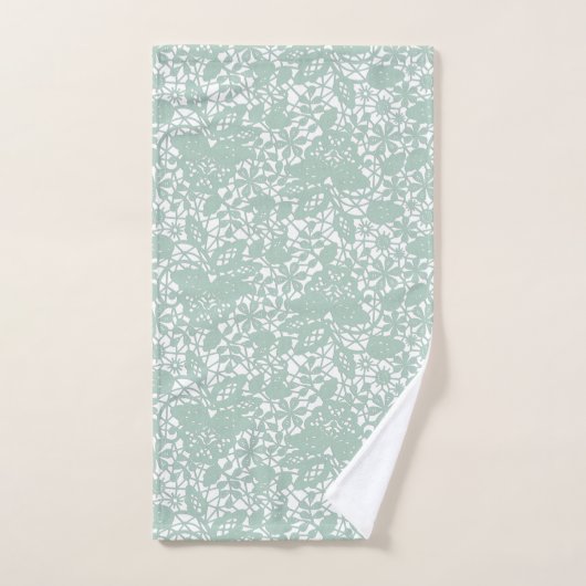 Sage Green Lace Design BADEZIMMER TOWEL SET (Handtuch)