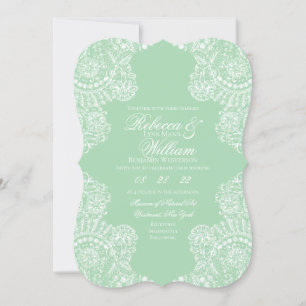 Sage Green Lace Elegante Wedding Einladung