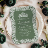 Sage Green Lace Quinceñera Einladung