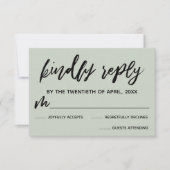 Sage Green Lässig Handwriting Wedding RSVP Karte (Vorderseite)