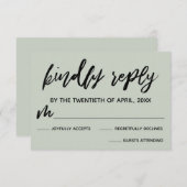 Sage Green Lässig Handwriting Wedding RSVP Karte (Vorne/Hinten)