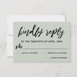 Sage Green Lässig Handwriting Wedding RSVP Karte