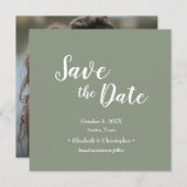 Sage Green Lässig Modern Foto Save the Date Einladung (Vorne/Hinten)