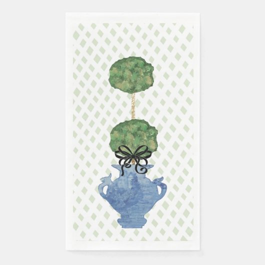 Sage Green Lattice Topiary Ginger Jar Serviette (Vorderseite)