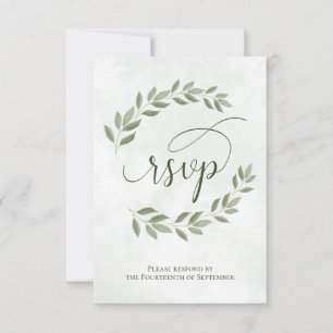 Sage Green Laurel Verlasse Rustikale Hochzeit RSVP Karte