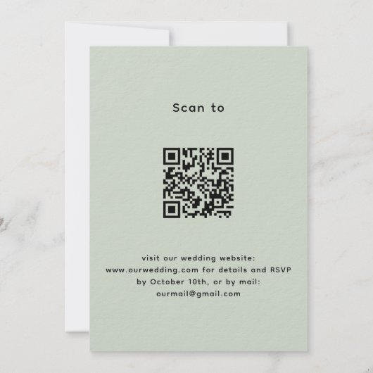 Sage green Lavendel QR Code UAWG Luxus Hochzeit Einladung (Rückseite)