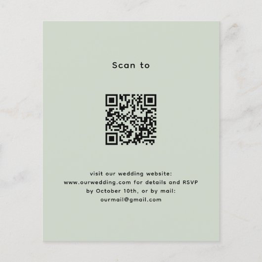 Sage Green Lavender QR Code UAWG Budget Hochzeit (Rückseite)