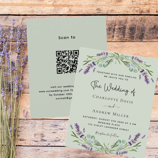 Sage Green Lavender QR Code UAWG Budget Hochzeit