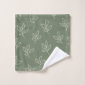 Sage Green Leaf Bathroom Towel Set (Waschlappen)