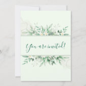 Sage Green Leaf Geburtstagseinladungen Einladung (Rückseite)