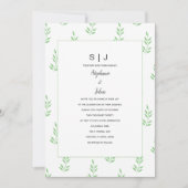 Sage Green Leaf Monogram Minimal Simple Wedding Einladung (Vorderseite)