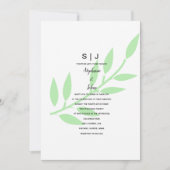 Sage Green Leaf Monogram Minimal Wedding 2024 Einladung (Vorderseite)