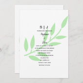Sage Green Leaf Monogram Minimal Wedding 2024 Einladung (Vorne/Hinten)