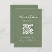 Sage Green Leaf Monogram Wappen QR Code Hochzeiten RSVP Karte (Vorne/Hinten)
