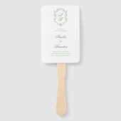 Sage Green Leaf Monogram Wappen Wedding Program Fächer (Vorderseite)