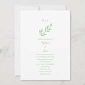 Sage Green Leaf Monogramme Name Custom Boho Weddin Einladung (Vorderseite)