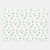 Sage Green Leaf Muster | Muster der Streifen Geschenkpapier Set (Vorderseite)