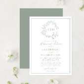 Sage Green Leafy Wappen Monogram Probe Dinner Einladung