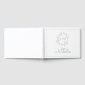 Sage Green Leafy Wappen Monogram Wedding Gästebuch (Voll)