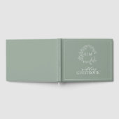 Sage Green Leafy Wappen Monogram Wedding Guest Boo Gästebuch (Voll)