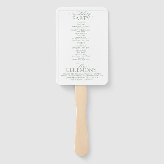 Sage Green Leafy Wappen Monogram Wedding Program Fächer (Rückseite)