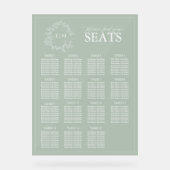 Sage Green Leafy Wappen Monogram Wedding Seating S Acrylschild (Vorderseite)
