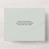 Sage Green Leaves and Gold Dust Wedding | All In One Einladung (Rückseite)