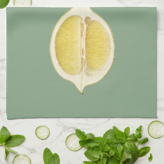 Sage Green & Lemon Script Cooking Individuelle Nam Geschirrtuch (Gefaltet)