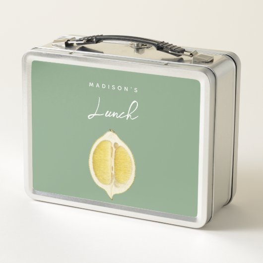 Sage Green & Lemon Script Cooking Individuelle Nam Metall Brotdose (Rückseite)