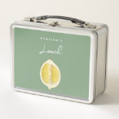 Sage Green & Lemon Script Cooking Individuelle Nam Metall Brotdose (Vorderseite)