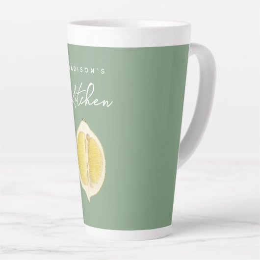 Sage Green & Lemon Script Cooking Individuelle Nam Milchtasse (Rechte Ecke)
