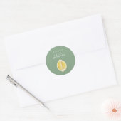 Sage Green & Lemon Script Cooking Individuelle Nam Runder Aufkleber (Umschlag)