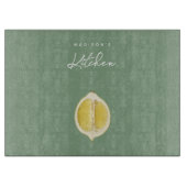 Sage Green & Lemon Script Cooking Individuelle Nam Schneidebrett (Vorderseite)